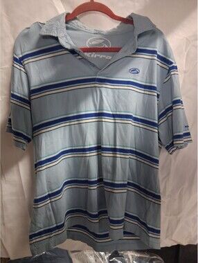 Y2K Kirra Polo Shirt Mens Large Striped Short Sleeve Casual Cotton Skate Surf G2